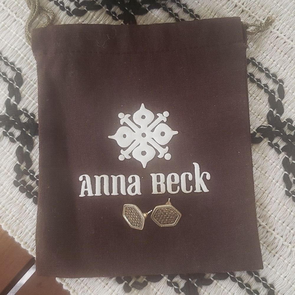 Anna Beck Hammered 925 Sterling Silver Gold Plated Earrings